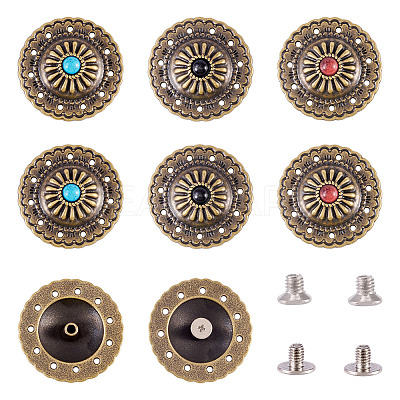 12 Sets 3 Colors Flat Round Alloy Snap Buttons FIND-TA0008-15-1