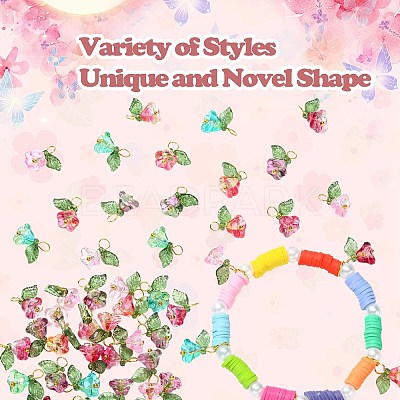 50Pcs 5 Colors Glass Charms FIND-CJ0001-15-1