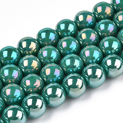 Electroplate Opaque Glass Beads Strands GLAA-T032-P8mm-AB12-1