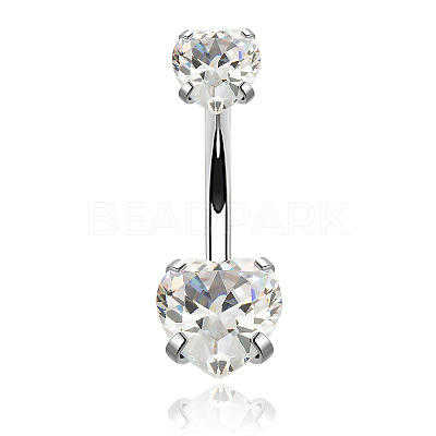 Heart Cubic Zirconia Belly Button Rings WG98059-01-1