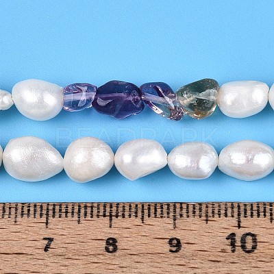 Natural Ametrine Nuggets & Natural Cultured Freshwater Pearl Beads Strands PEAR-N023-01A-14-1