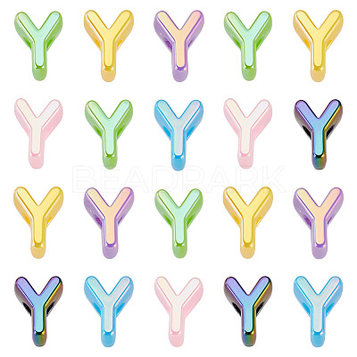 20Pcs UV Plating Opaque Acrylic European Beads OACR-TADJ0001-16Y-1