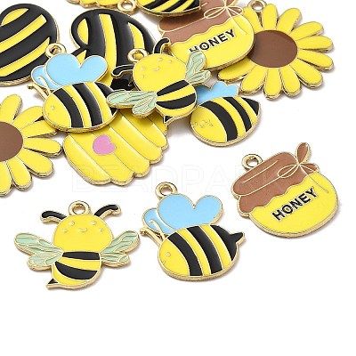 14Pcs 7 Styles Bees Theme Alloy Enamel Pandants FIND-FP0002-83-1