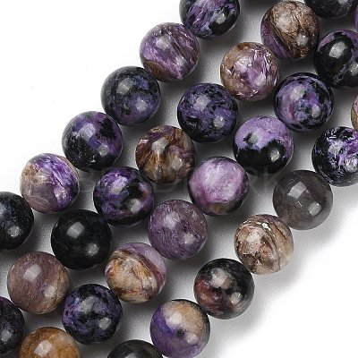 Natural Charoite Beads Strands G-E557-01-12mm-01-1