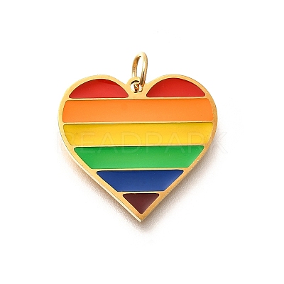 Pride 304 Stainless Steel Enamel Pendants STAS-B079-01G-03-1