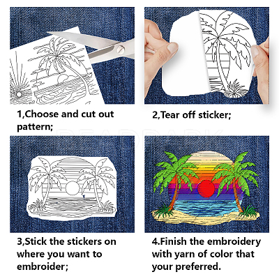 4 Sheets 11.6x8.2 Inch Stick and Stitch Embroidery Patterns DIY-WH0455-324-1