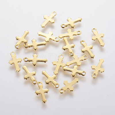 304 Stainless Steel Tiny Cross Charms STAS-F201-01G-1