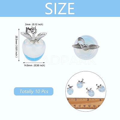 10Pcs Apple Gemstone Charm Pendant Crystal Quartz Healing Natural Stone Pendants Pink Silver Buckle for Jewelry Necklace Earring Making Crafts JX525K-1