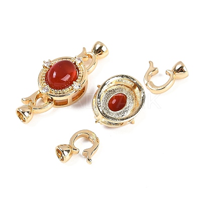 Brass Micro Pave Clear Cubic Zirconia Fold Over Clasps KK-U043-54G-01-1