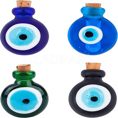 4Pcs 4 Colors Handmade Lampwork Perfume Bottle Pendants LAMP-FH0001-02-1