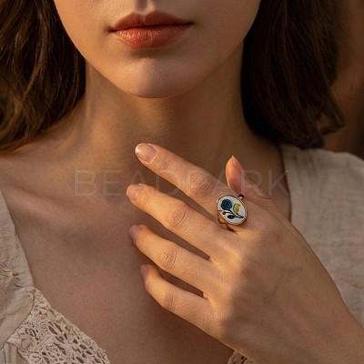 Brass & Shell Cuff Open Rings FS-WGBC7E6-06-1