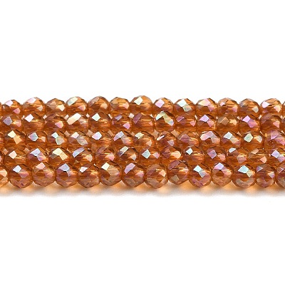 Electroplate Transparent Glass Beads Strands GLAA-H021-01A-FR02-1
