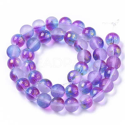 Frosted Spray Painted Glass Beads Strands GLAA-N035-03D-C03-1