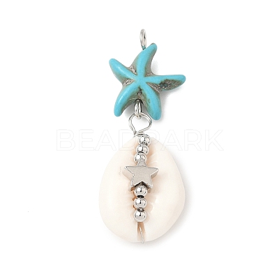 2Pcs Natural Mixed Cowrie Shell Pendants PALLOY-JF03860-1