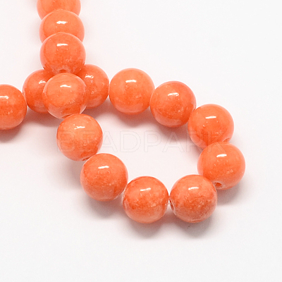 Natural Dyed Yellow Jade Gemstone Bead Strands G-R271-6mm-Y31-1