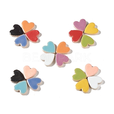 Heart Mosaic Tiles Porcelain Cabochons DIY-P045-10-1