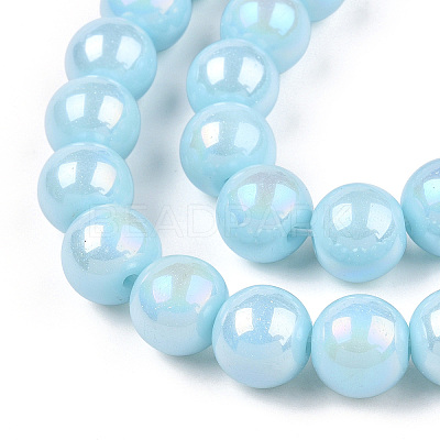 Electroplate Opaque Glass Beads Strands GLAA-T032-P8mm-AB10-1