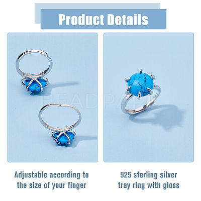 Adjustable Rhodium Plated 925 Sterling Silver Ring Findings STER-WH0019-03P-1