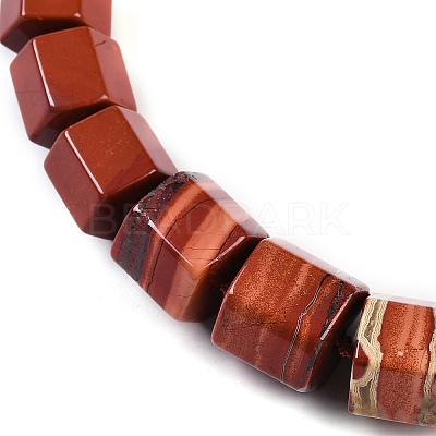 Natural Red Jasper Hexagon Prism Graduated Beaded Necklaces for Women Men NJEW-K388-03M-1