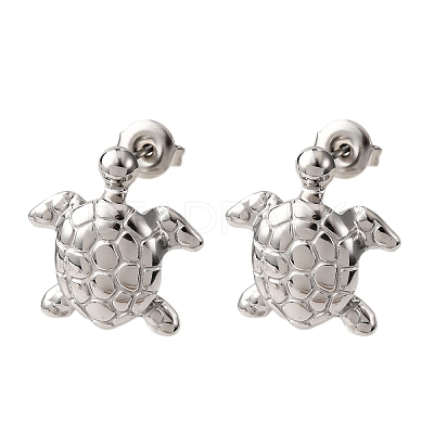304 Stainless Steel Turtle Stud Earrings EJEW-Z135-02P-02-1
