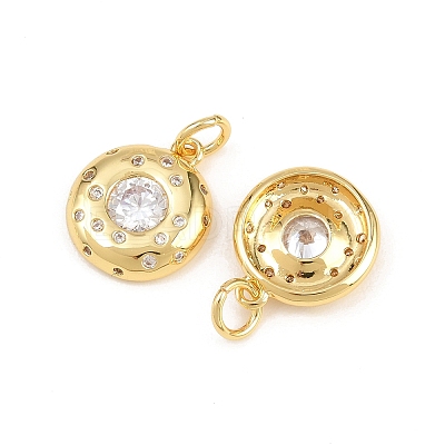 Brass Micro Pave Clear Cubic Zirconia Charms KK-H292-04G-1