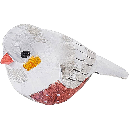 Wooden Cute Bird Carving Ornaments DJEW-WH0015-44B-1