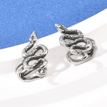 Snake 316 Stainless Steel Non- Piercing Cartilage Earrings AJEW-C044-08A-AS-1