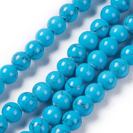 Synthetic Turquoise Beads Strands G-E525-4mm-01-1