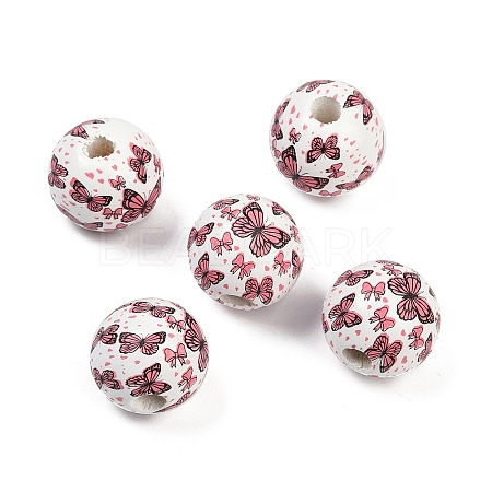 Painted Wood European Beads WOOD-F017-04G-1