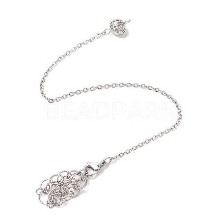 304 Stainless Steel Chain Macrame Pouch Empty Stone Holder Dowsing Pendulums PALLOY-JF02877-01-1