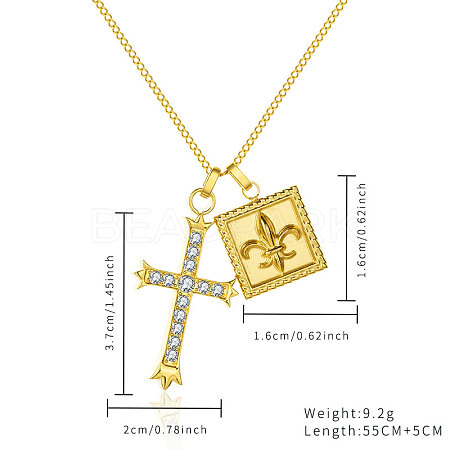 Stainless Steel Gold Cross Star Necklaces WJ2028-1-1