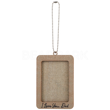 Rectangle with Word I Love You Dad Wood Hanging Photo Frame HJEW-SP0001-19A-1