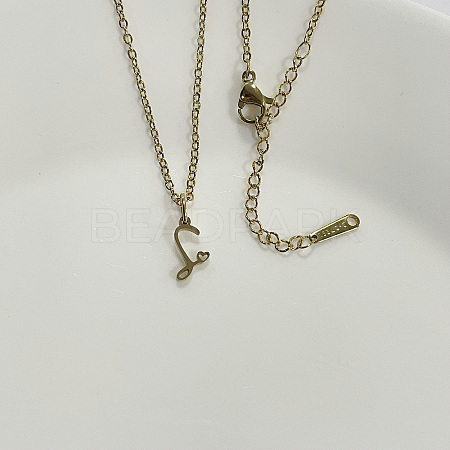 304 Stainless Steel Letter Pendant Necklaces NJEW-WH0027-04S-G-NR-1