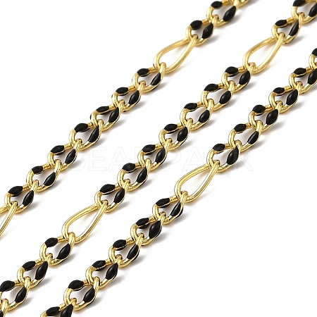 Handmade Brass Enamel Oval Link Chains CHC-L053-08G-06-1