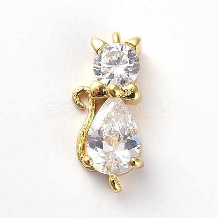 Brass Micro Pave Cubic Zirconia Kitten Links Connectors X-ZIRC-G157-50G-1