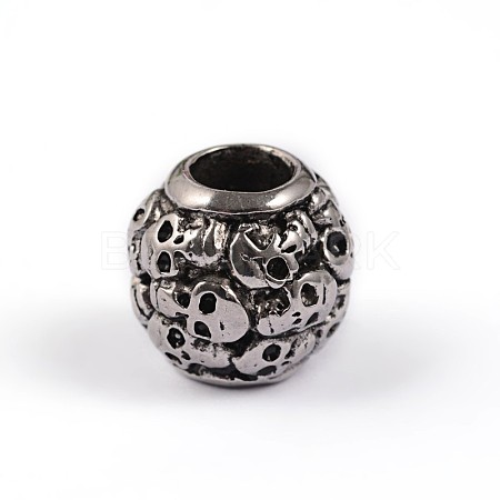 Retro Rondelle Skull 304 Stainless Steel European Large Hole Beads STAS-F072-05-1