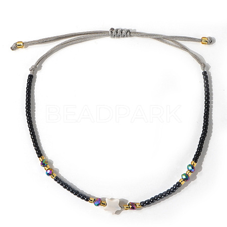 Adjustable Glass Seed Beads Braided Bead Bracelets IF7120-2-1