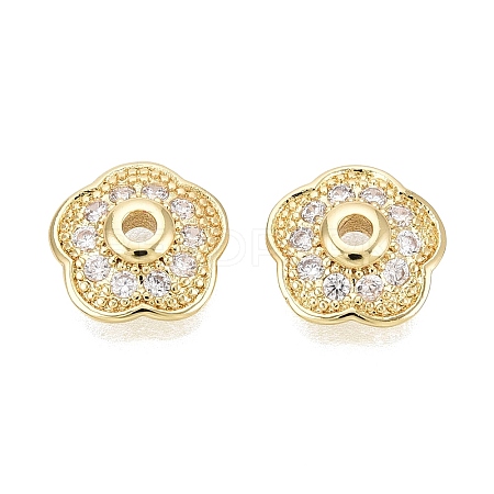 Brass Micro Pave Clear Cubic Zirconia Bead Caps KK-Q071-15G-02-1