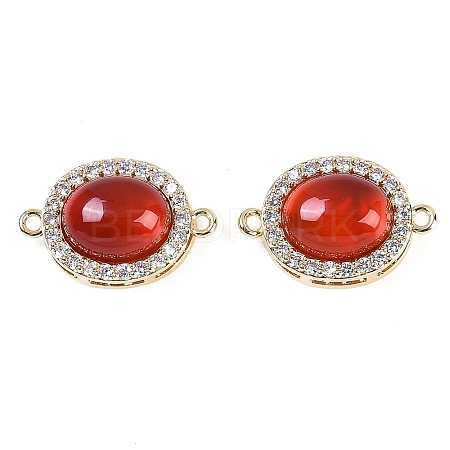 Natural Carnelian(Dyed & Heated) Oval Connector Charms KK-U043-50G-01-1