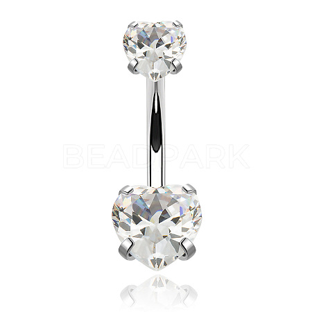 Heart Cubic Zirconia Belly Button Rings WG98059-01-1