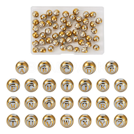 52Pcs 26 Style Electroplate Glass Alphabet Beads FIND-TA0001-99A-1