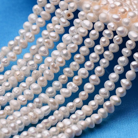 Potato Natural Cultured Freshwater Pearl Beads Strands X-PEAR-E007-3-4mm-AA-1