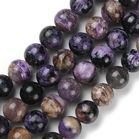 Natural Charoite Beads Strands G-E557-01-12mm-01-1