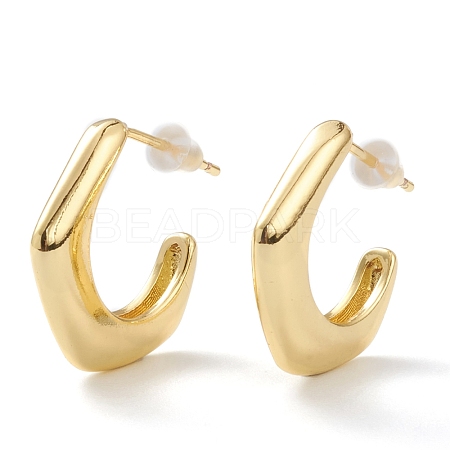 Brass Half Hoop Earrings EJEW-A056-05G-1