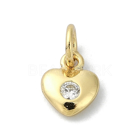 Heart Theme Brass Micro Pave Cubic Zirconia Charms KK-H475-56G-08-1