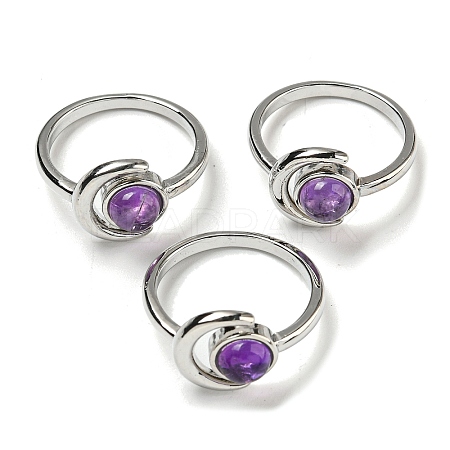 Natural Amethyst Adjustable Rings RJEW-K269-09P-09-1