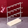 3-Tier 15-Hook Iron Jewelry Display Stands with Wooden Base PAAG-PW0008-003A-1
