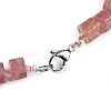 Natural Strawberry Quartz Hexagon Prism Graduated Beaded Necklaces for Women Men NJEW-K388-03U-3