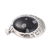 Natural Snowflake Obsidian Pendants with Hollow Platinum Brass Findings G-P448-A11-P-4