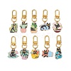 10Pcs 10 Styles Plant with Cat Alloy Enamel Pendant Decorations HJEW-JM01944-1